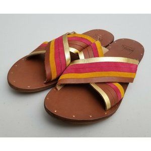 Beek Palila Slide Multicolor Metallic Criss Cross Leather Sandals Size 8 New